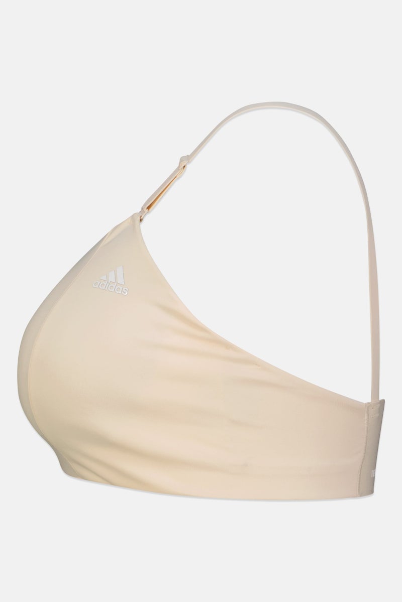 Adidas Women Brand Logo Padded Sports Bra, Cream - Image 2